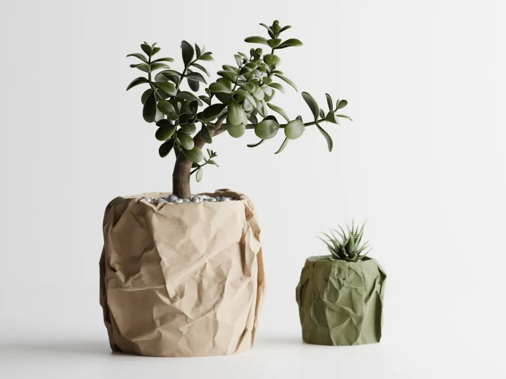 CrumpleForm 3D Printed Planter – Paper Crush-Inspired Pot