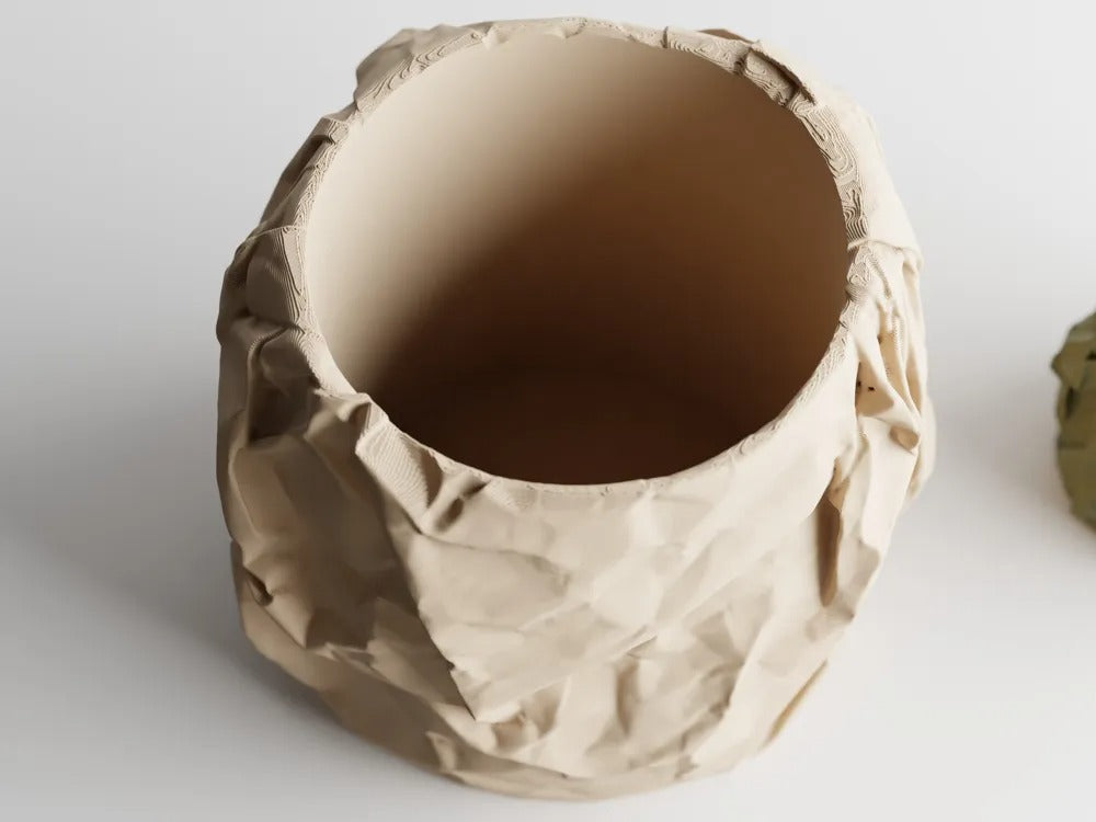 CrumpleForm 3D Printed Planter – Paper Crush-Inspired Pot