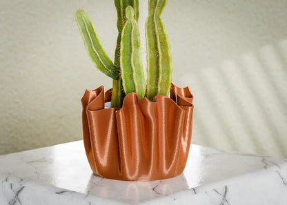 RippleFlow 3D Printed Planter – Upside-Down Fabric Inspired Pot
