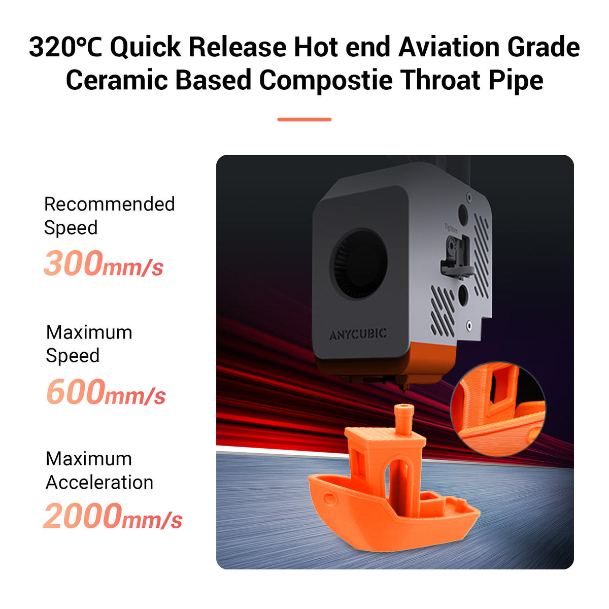 Compatible with Anycubic S1 Hardened steel nozzle (0.2mm/0.4mm/0.6mm/0.8mm)