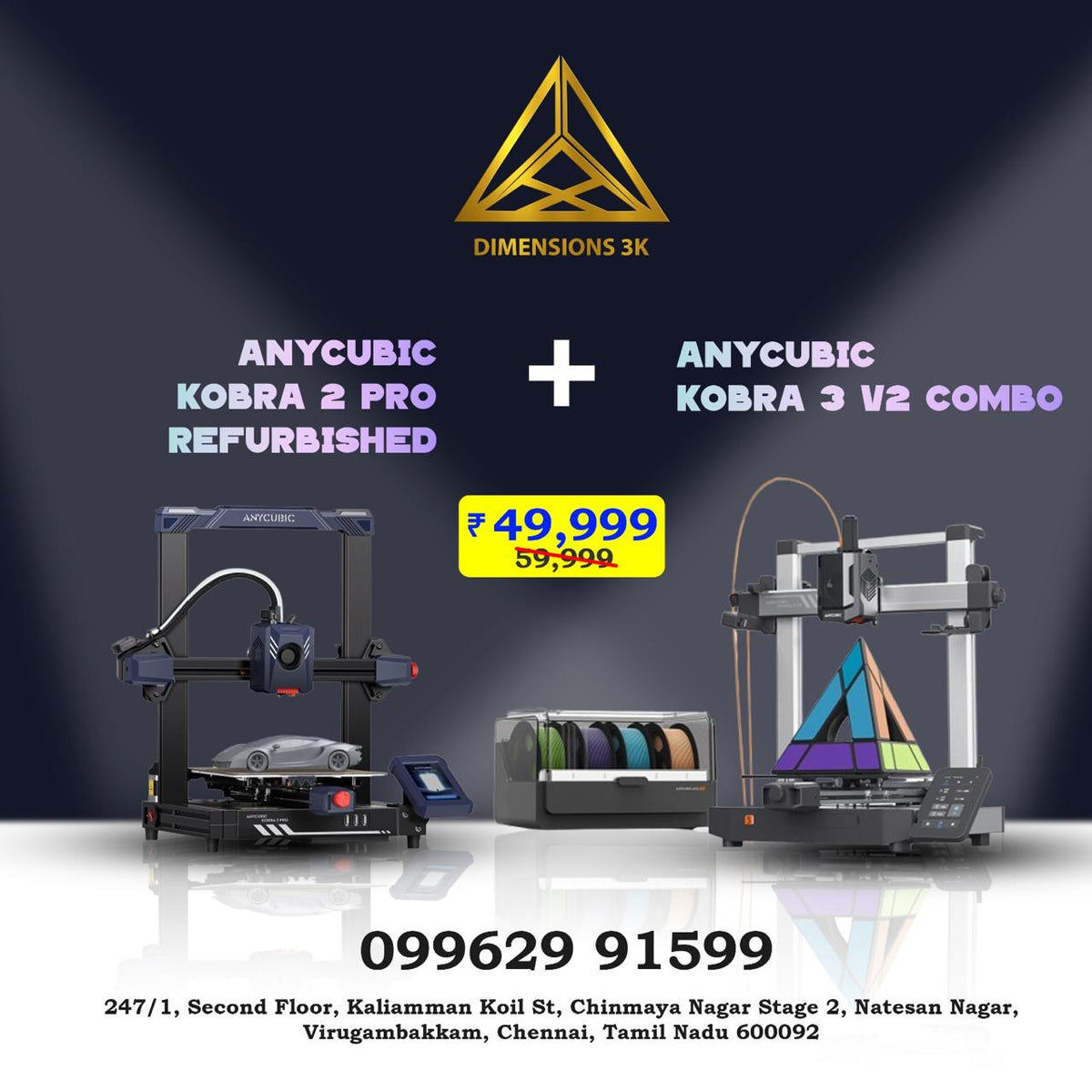 Anycubic Dual Printer Combo: Kobra 3 v2 combo + Kobra 2 Pro (Refurbished) (Limited-Time D3K Special Offer)