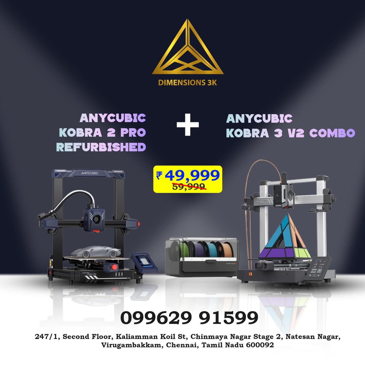 Anycubic Dual Printer Combo: Kobra 3 v2 combo + Kobra 2 Pro (Refurbished) (Limited-Time D3K Special Offer)